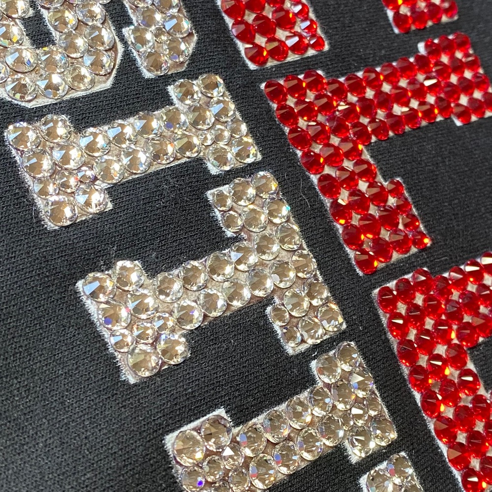 HELLA POSITIVE SWAROVSKI RED/WHITE/BLACK HOODIE - Picture 3 of 6